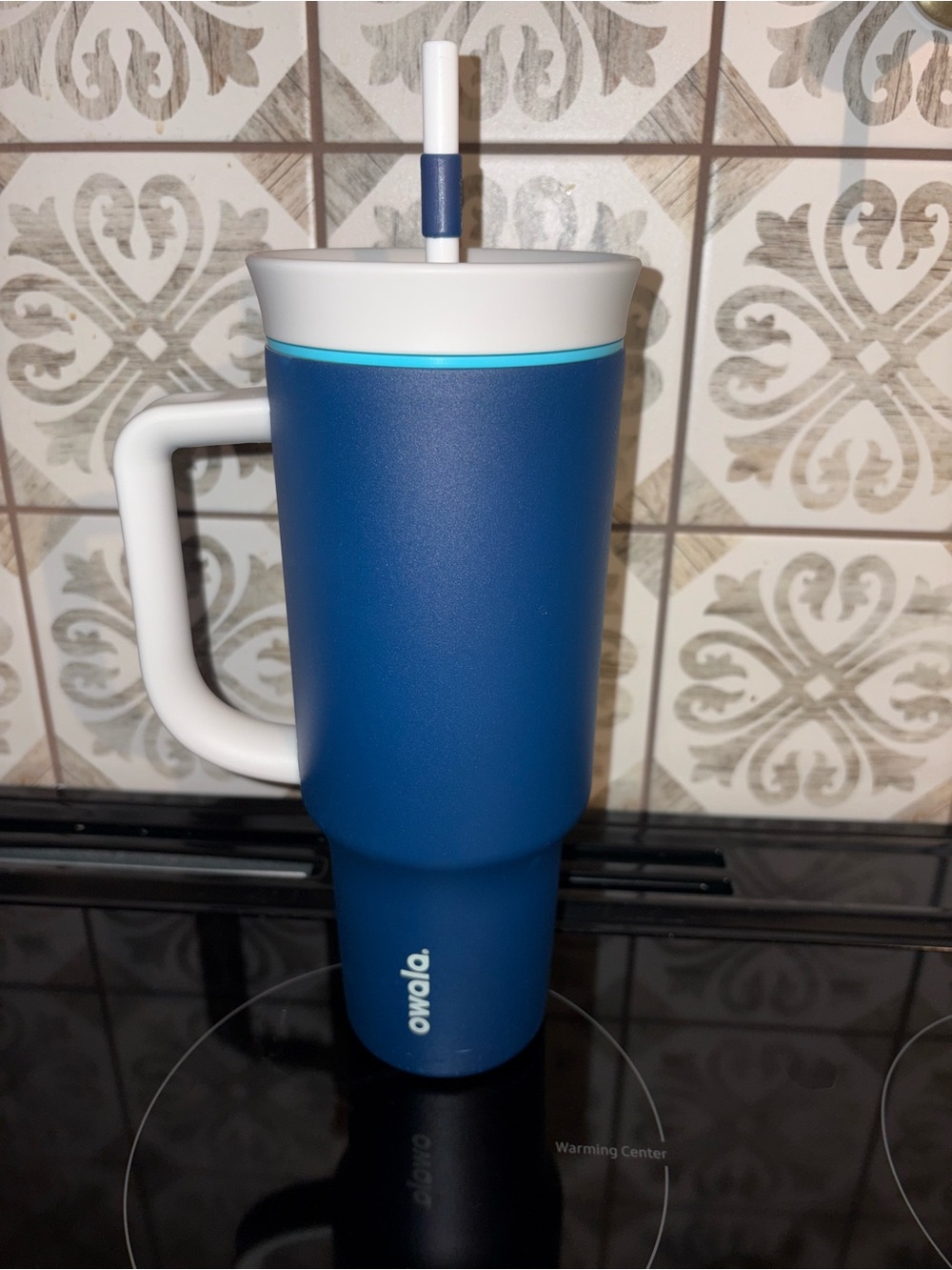 Owala Blue Insulated Travel Mug with Handle and Straw
